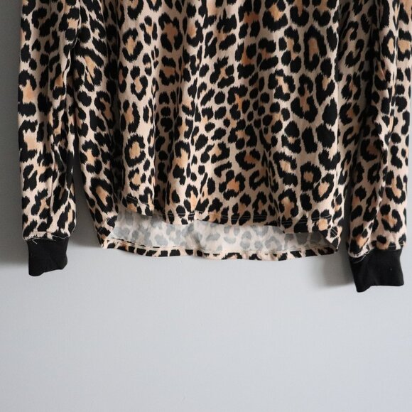 Kate Spade Leopard Print Black Medium 2-Piece Henley Jogger Pj Lounge Set - Picture 7 of 15